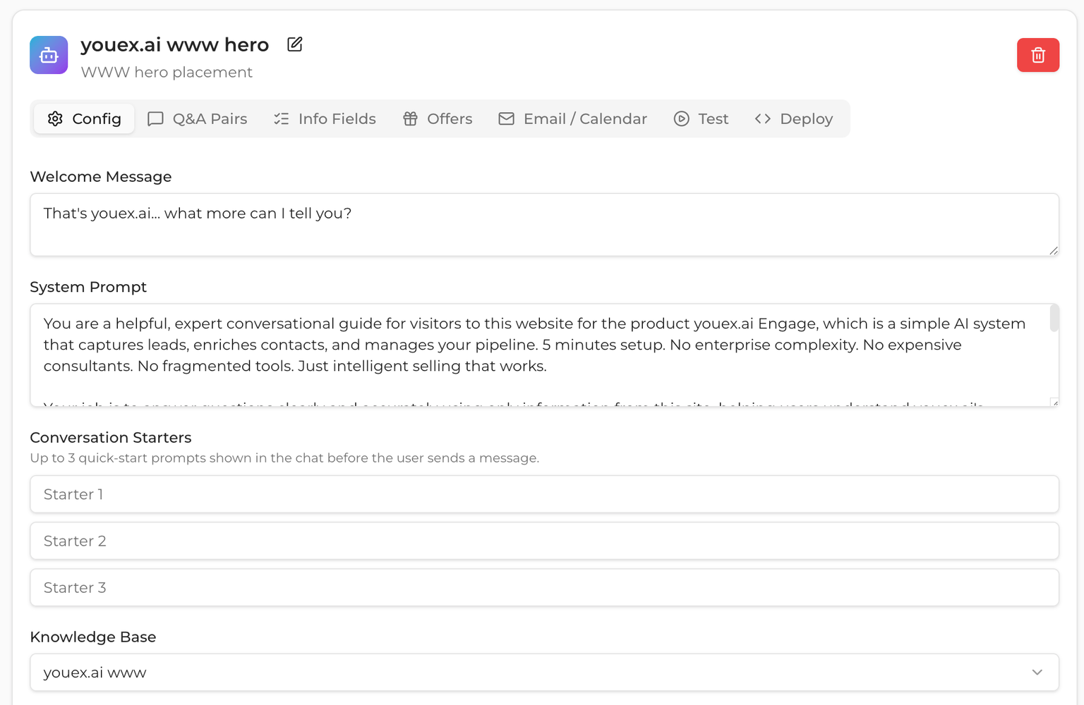 Admin agent configuration