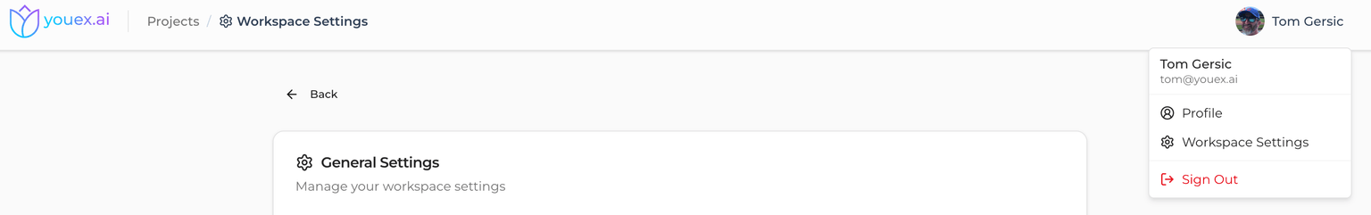 Admin workspace settings