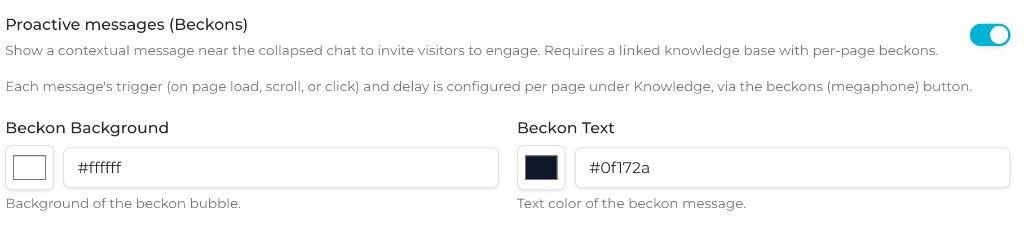 Agent beckon settings