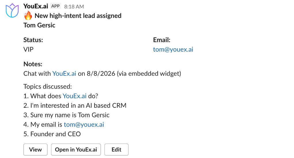 New high-intent lead alert
